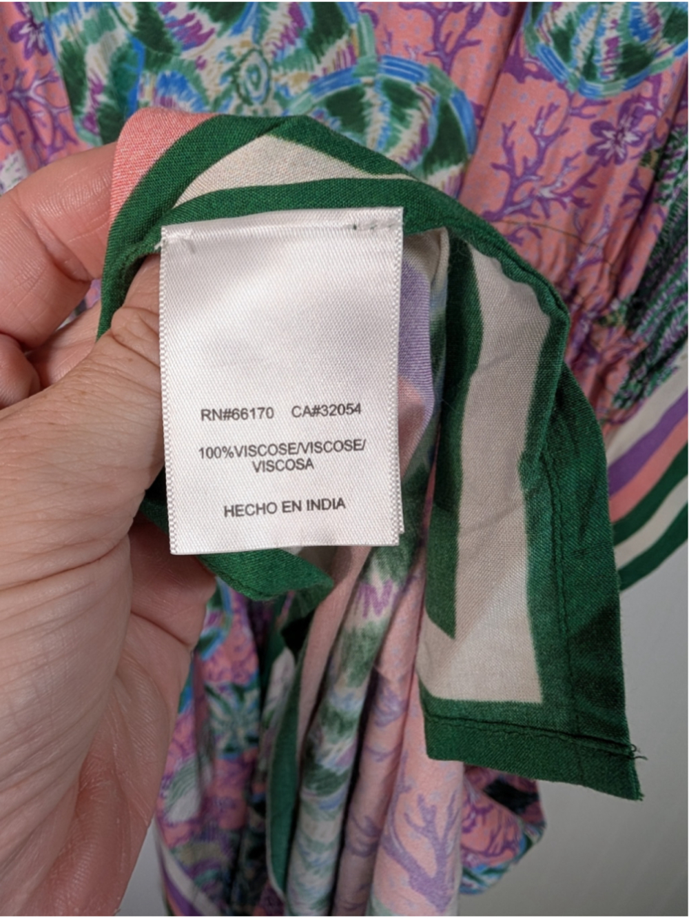 Sigal by Anthropologie Seashell Kaftan Maxi Dress Pink Green One Size Like New - Picture 4 of 7